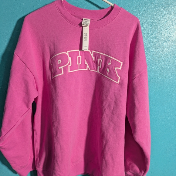 PINK Victoria's Secret Tops - PINK Victoria's Secret Fleece Crewneck Sweatshirt - Bright Pink